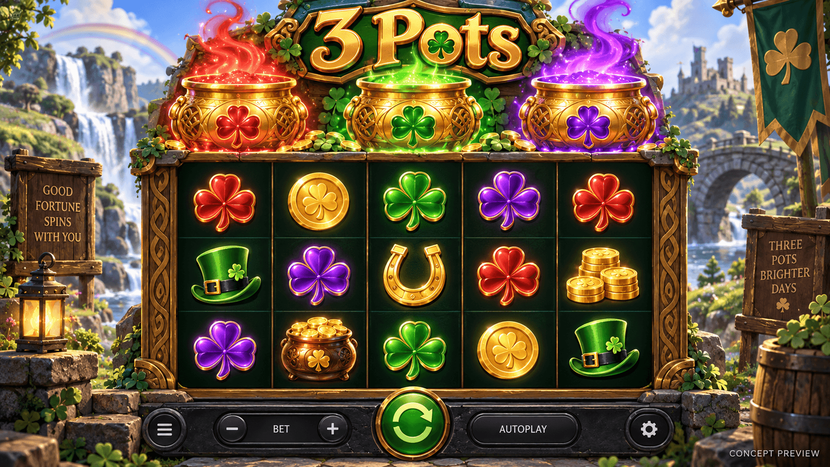 3 Pots — generated concept placeholder, not actual gameplay