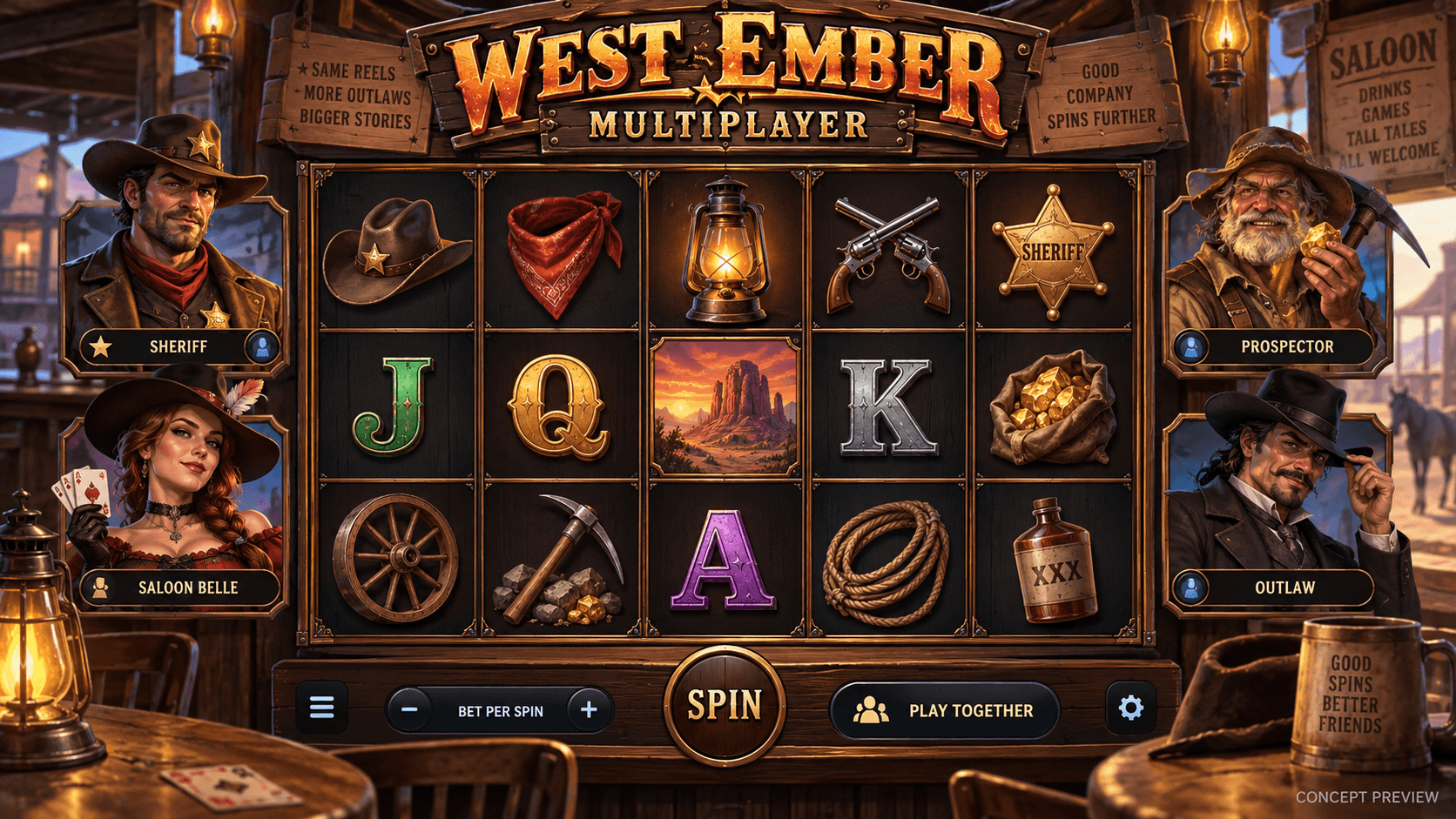 West Ember Multiplayer — generated concept placeholder, not actual gameplay