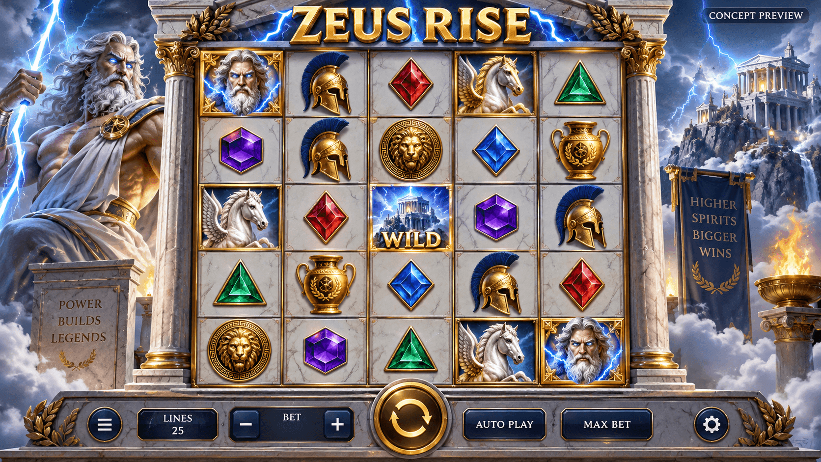 Zeus Rise — generated concept placeholder, not actual gameplay